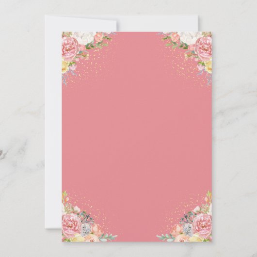 ピンクエレガントのサンゴフローラファーストホーリーコミュニオン 招待状 (裏面)