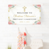 ピンクエレガントのサンゴフローラファーストホーリーコミュニオン 横断幕 (インサイチュ)