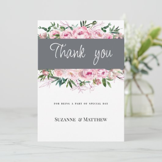 ピンクエレガントのサンゴ牡丹フローラ夏ありがとう 招待状 (スタンド正面)