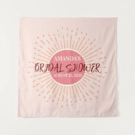 ピンクエレガントのサン結婚ズ写真ブース背景 タペストリー