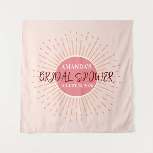 ピンクエレガントのサン結婚ズ写真ブース背景 タペストリー (正面)