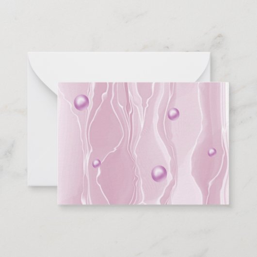 ピンクエレガントのシルク&ピンクの真珠モノグラムの ノートカード (裏面)