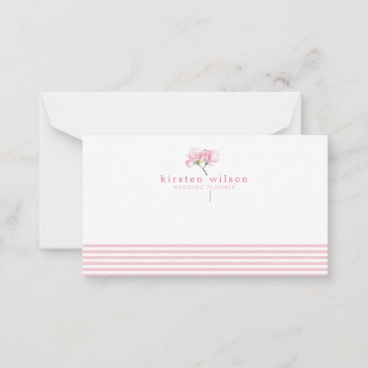 ピンクエレガントのスイートピーの花 – パーソナライズされた ノートカード (正面)