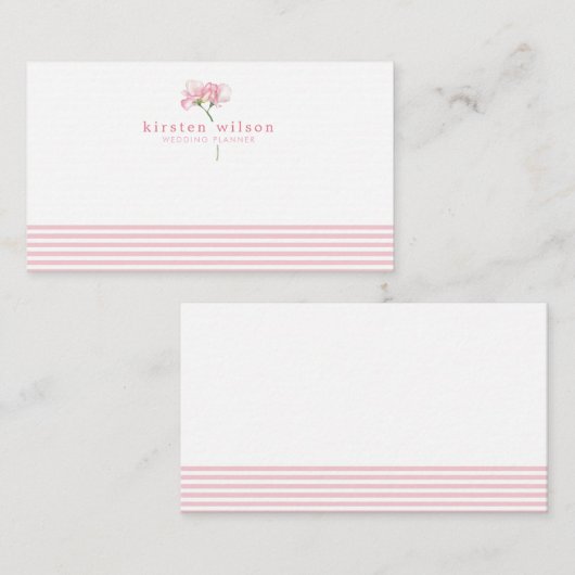 ピンクエレガントのスイートピーの花 – パーソナライズされた ノートカード (正面/裏面)