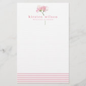 ピンクエレガントのスイートピーの花 – パーソナライズされた 便箋 (正面)