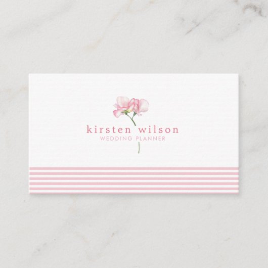 ピンクエレガントのスイートピーの花 – パーソナライズされた 名刺 (正面)
