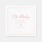 ピンクエレガントのスクリプト赤ちゃんシャワー スタンダードカクテルナプキン (正面)