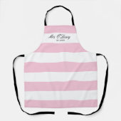 ピンクエレガントのストライプブライダルシャワー エプロン (正面)
