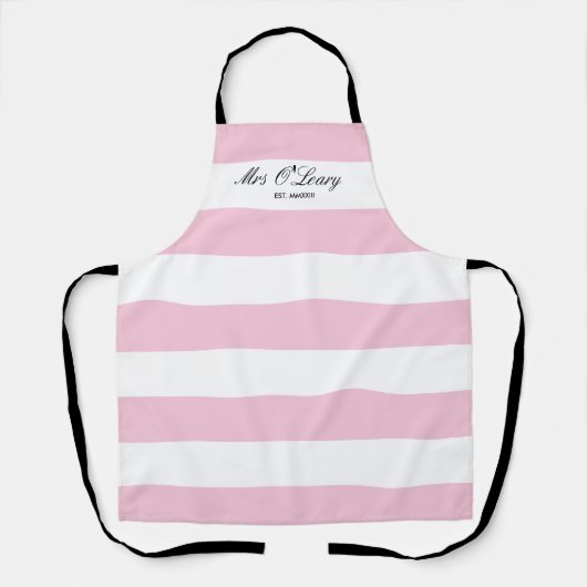 ピンクエレガントのストライプブライダルシャワー エプロン (正面)