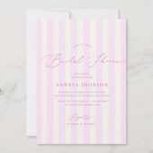 ピンクエレガントのストライプブライダル・シャワー 招待状 (正面)