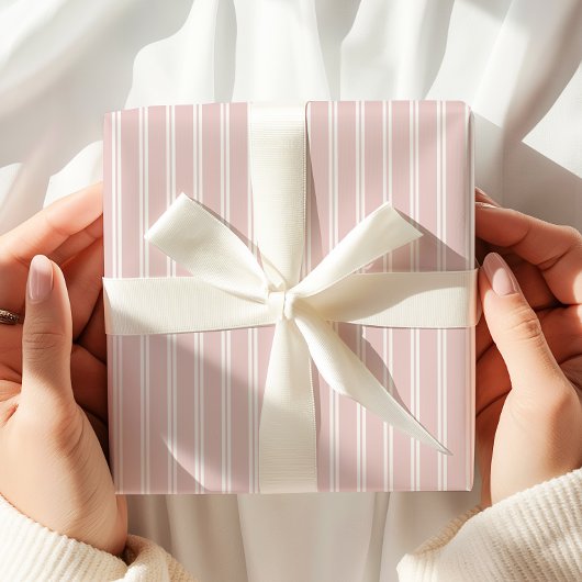 ピンクエレガントのストライプ ラッピングペーパー