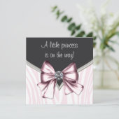 ピンクエレガントのゼブラベビーシャワー 招待状 (スタンド正面)