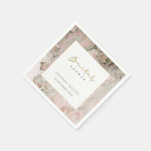 ピンクエレガントのダスキーバラ金ゴールド瑪瑙ブライダルシャワー スタンダードカクテルナプキン (角)