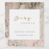 ピンクエレガントのダスキーバラ金ゴールド瑪瑙ベビースシャワー ワインラベル (シングルラベル)