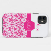 ピンクエレガントのダマスク Case-Mate iPhoneケース (裏面(横))