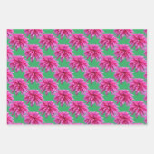 ピンクエレガントのダリア花3色のギフトラップ ラッピングペーパーシート (正面2)