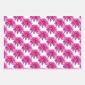 ピンクエレガントのダリア花3色のギフトラップ ラッピングペーパーシート (正面)