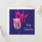 ピンクエレガントのチューリップの花素晴らしアート薄紫悔やみや弔慰 カード (正面/裏面インサイチュ)