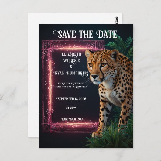 ピンクエレガントのチーズ結婚式招待状写真 ポストカード (正面/裏面)