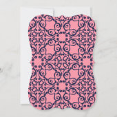 ピンクエレガントのネイビー抽象芸術パタ結婚ーン 招待状 (裏面)