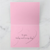 ピンクエレガントのハート、ダスキーパープル、ホワイト誕生日 カード (内部)