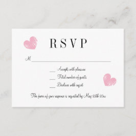 ピンクエレガントのハートRSVP結婚の応答カード 出欠カード