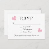 ピンクエレガントのハートRSVP結婚の応答カード 出欠カード (正面/裏面)