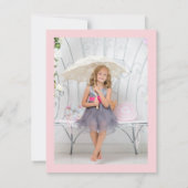 ピンクエレガントのバニーとフラワーガール誕生日写真 招待状 (裏面)