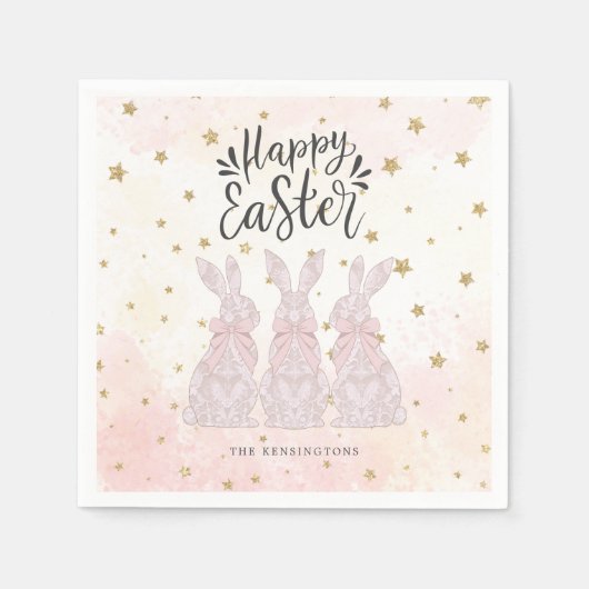 ピンクエレガントのバニースターシルエット スタンダードカクテルナプキン (正面)