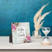 ピンクエレガントのバラがティール（緑がかった色）ウェディングギフト&カード フォトプラーク (インサイチュ)