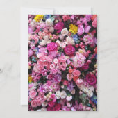 ピンクエレガントのバラが夏のフローラの結婚花 招待状 (裏面)