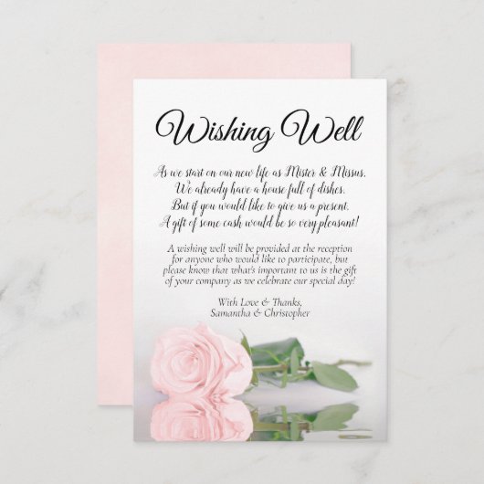 ピンクエレガントのバラが望み結婚の良い詩 エンクロージャーカード (正面/裏面)