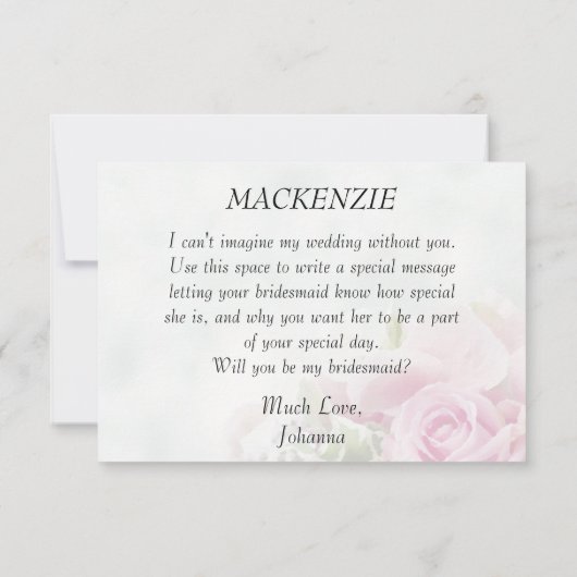 ピンクエレガントのバラが私の花嫁になる 出欠カード (裏面)