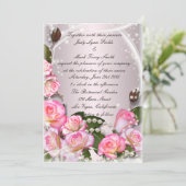 ピンクエレガントのバラとパール招待状 招待状 (スタンド正面)