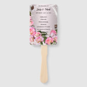 ピンクエレガントのバラとパール結婚式 プログラム ハンドファン (正面)