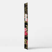 ピンクエレガントのバラとモノグラム – 黒の背景 Case-Mate iPhoneケース (裏面 / 右)