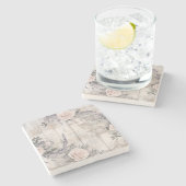 ピンクエレガントのバラとラベンダーストーンコースター ストーンコースター (横)