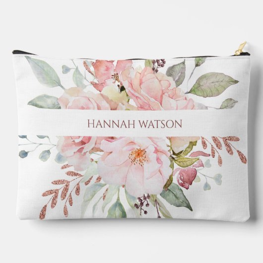 ピンクエレガントのバラと牡丹フローラブーケ アクセサリーポーチ (裏面)