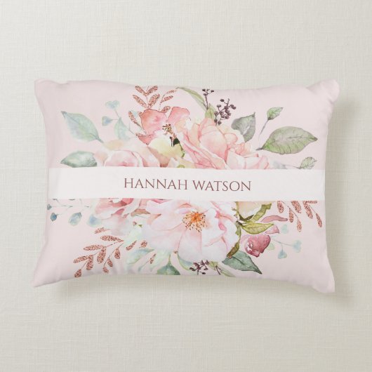 ピンクエレガントのバラと牡丹フローラブーケ アクセントクッション (裏面)