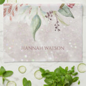 ピンクエレガントのバラと牡丹フローラブーケ キッチンタオル (折り畳み)