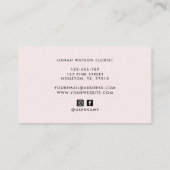 ピンクエレガントのバラと牡丹フローラブーケ 名刺 (裏面)