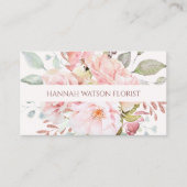 ピンクエレガントのバラと牡丹フローラブーケ 名刺 (正面)