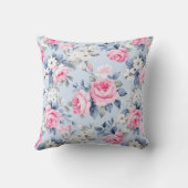 ピンクエレガントのバラと白い花柄 クッション (裏面)