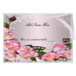 ピンクエレガントのバラと真珠のテーブル座席表