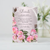 ピンクエレガントのバラと真珠の結婚詳細 エンクロージャーカード (スタンド正面)