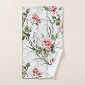 ピンクエレガントのバラと葉のトレリス バスタオルセット (ハンドタオル)