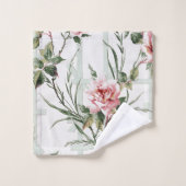 ピンクエレガントのバラと葉のトレリス バスタオルセット (ウォッシュタオル)