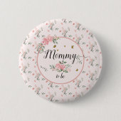 ピンクエレガントのバラと蝶のママ 缶バッジ (正面)