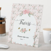 ピンクエレガントのバラと蝶の赤ちゃんシャワーの好意 台座サイン (インサイチュ)