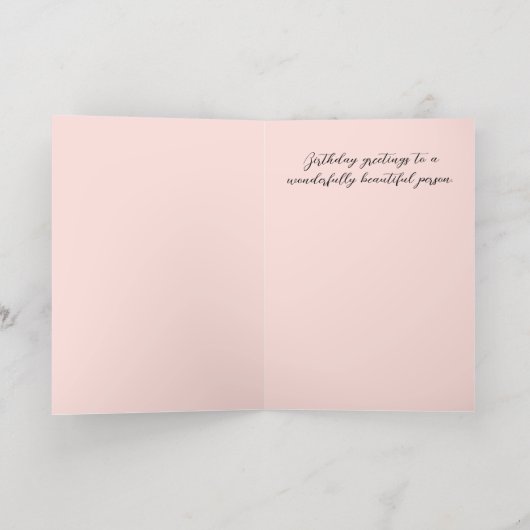 ピンクエレガントのバラと金ゴールドアクセント誕生日箔 箔グリーティングカード (内側レイダウン)